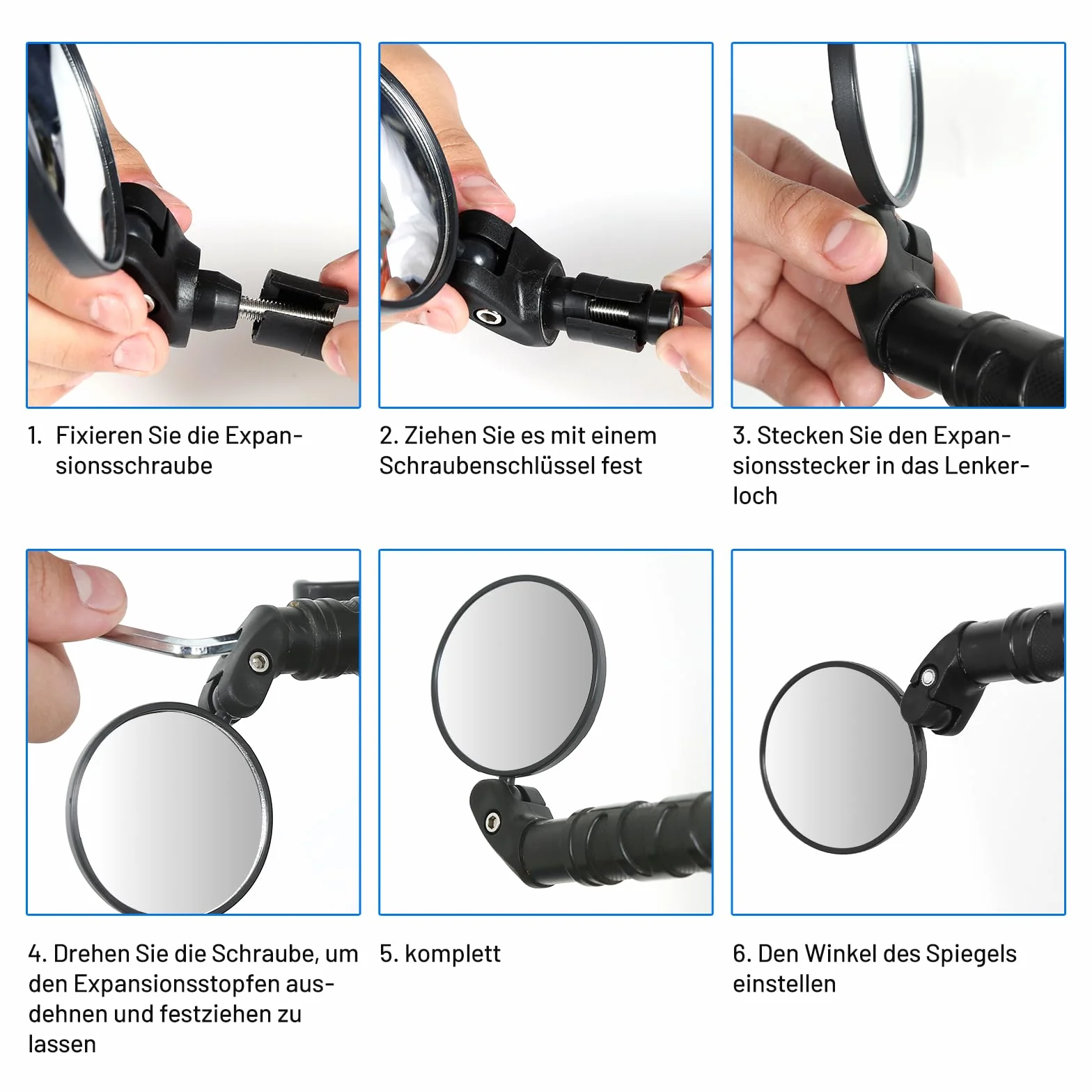 Lusterko rowerowe obracane o 360 stopni, przyjazny dla środowiska i trwały materiał ABS, uniwersalny uchwyt na kierownicę (17,4-22 mm) do rowerów miejskich, górskich, e-rowerów (2 sztuki)