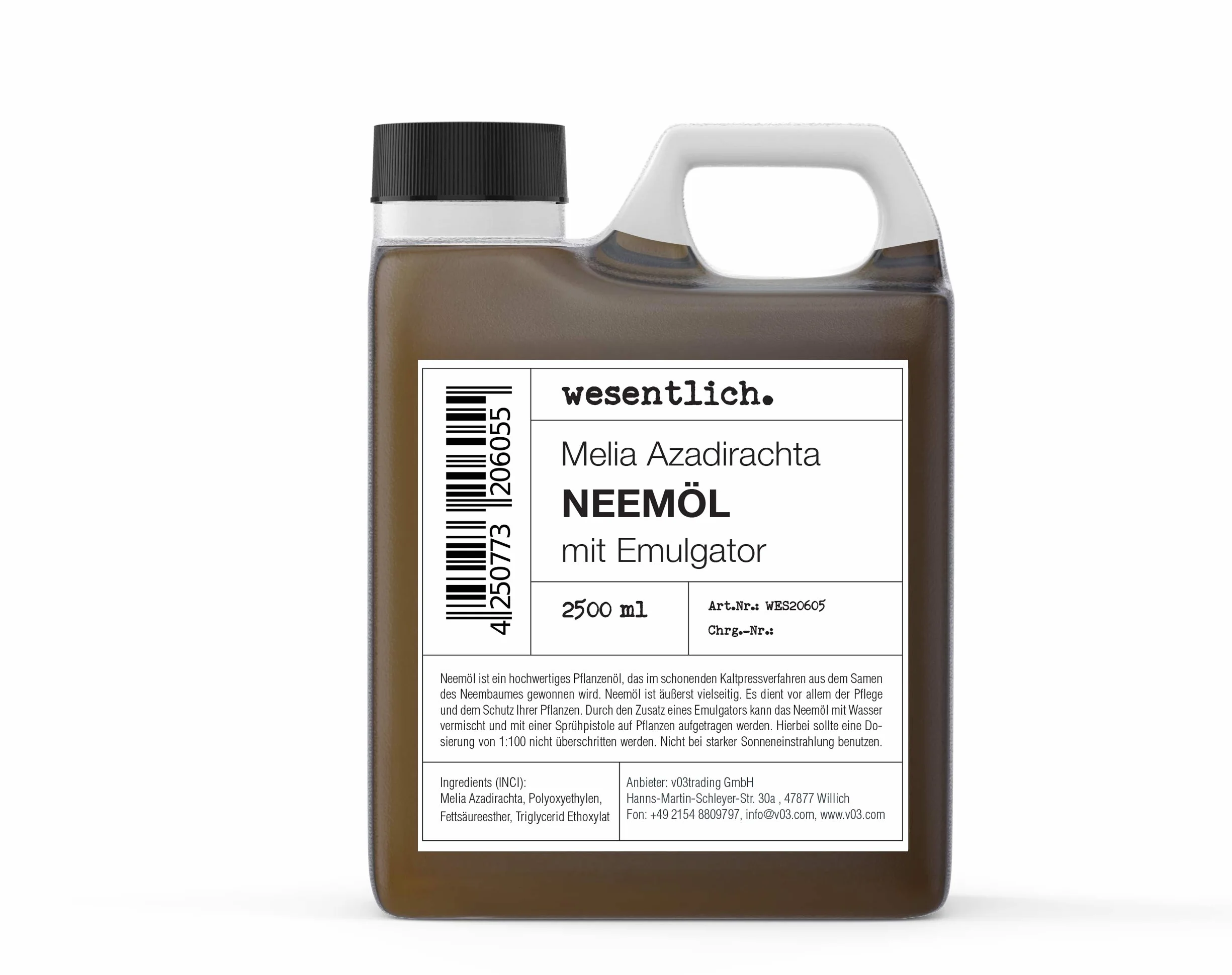 Olej neem z emulgatorem 2500ml - gotowa mieszanka do natychmiastowego zastosowania od wesentlich.